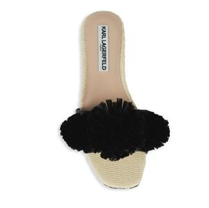 ￼

BLACK RAINEY POM-POM SLIDE SANDALS

KARL LAGERF